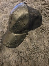 100% Authentic GUCCI Jumbo Logo Baseball Cap Hat Mens Womens Leather Medium 58cm