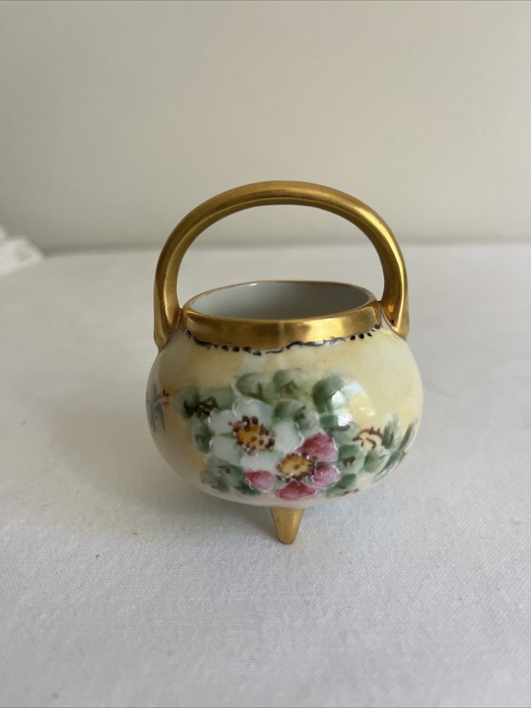 Vintage RS Prussia Germany Hand Painted Signed Small Basket
