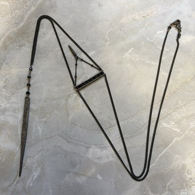 Colleen Lopez oxidiertes Sterlingsilber 0,925 geometrischer Anhänger Halskette signiert CL