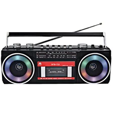 Retro 80's Cassette Player Recorder with AM/FM/SW Radio, Bluetooth Boombox, U...