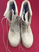 VIBRAM Tan Suede Army Combat Boots 10R Good Condition See Description