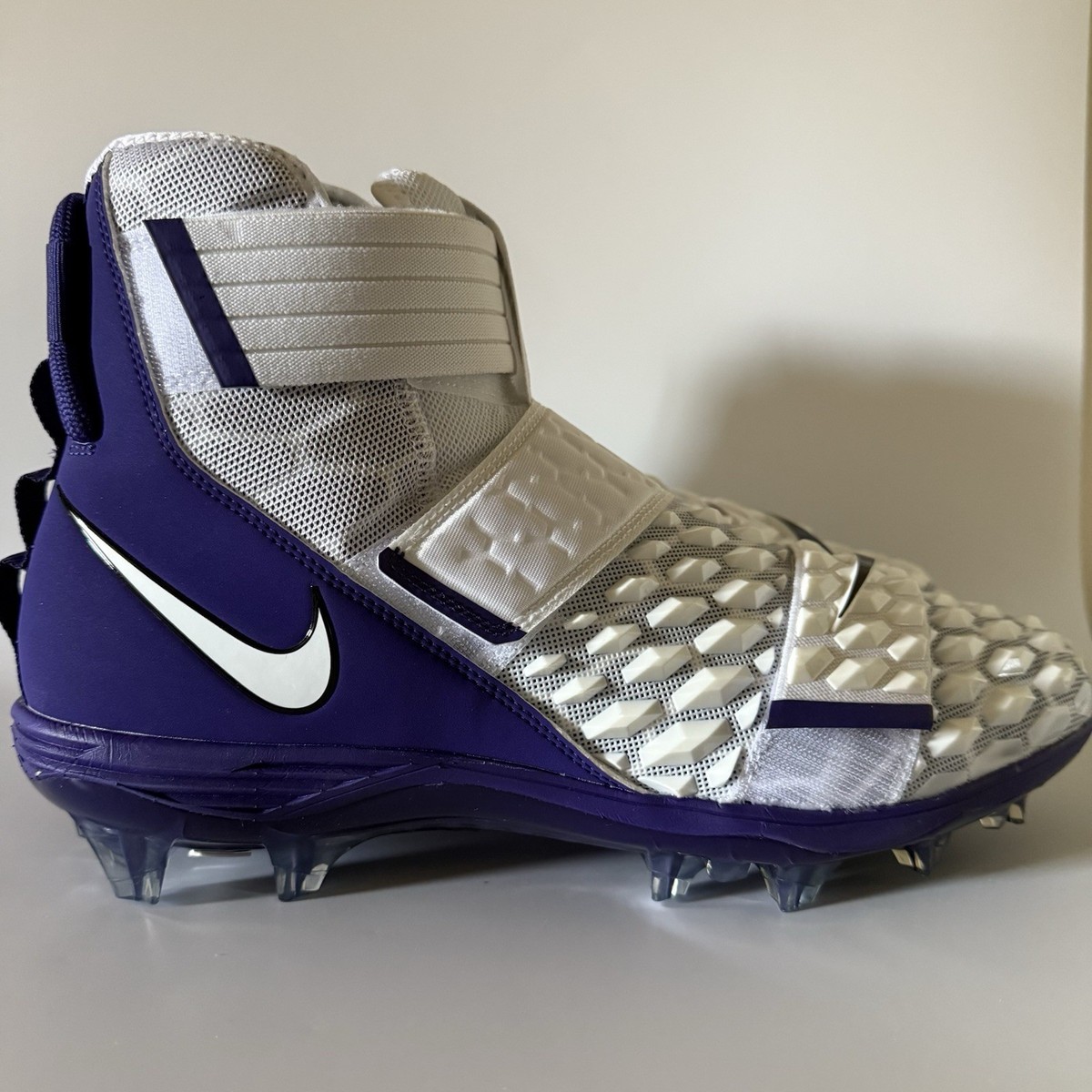 Nike Mens 14 Force Savage Elite White/Purple PE Football Cleats