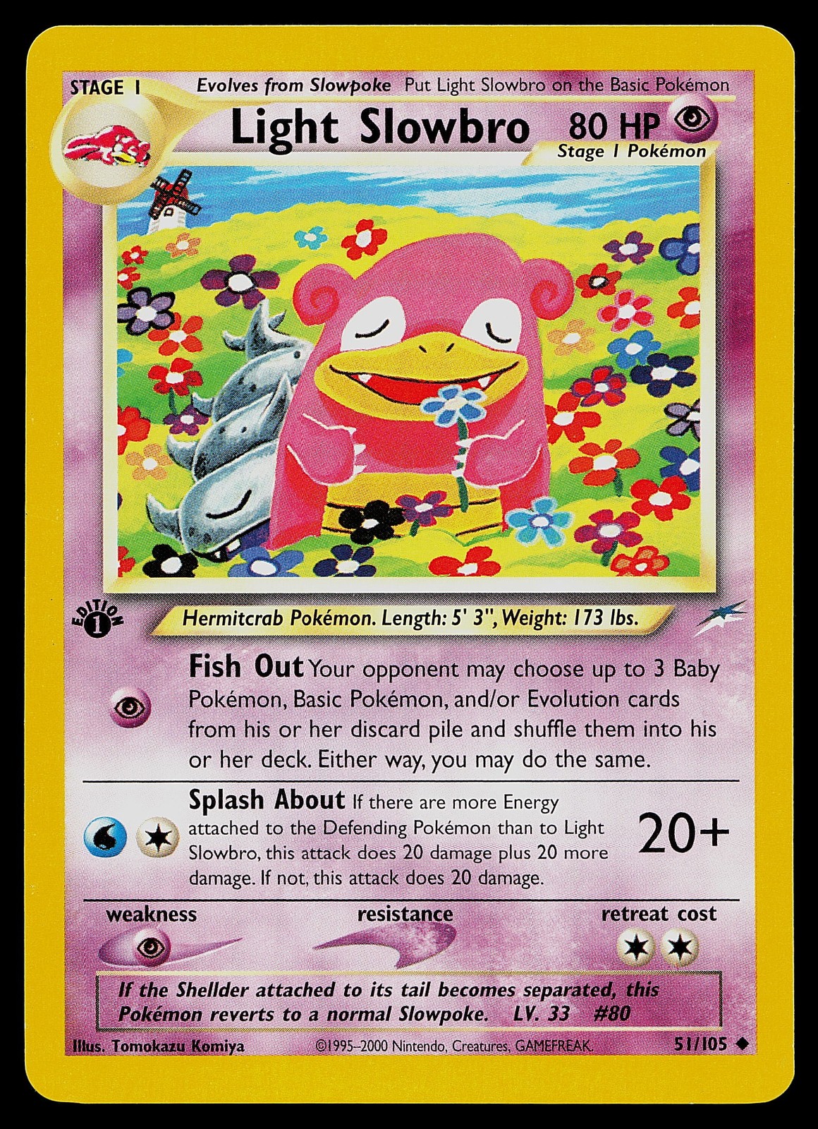 Pokemon Card - Light Slowbro Neo Destiny 51/105 Uncommon 1st Edition