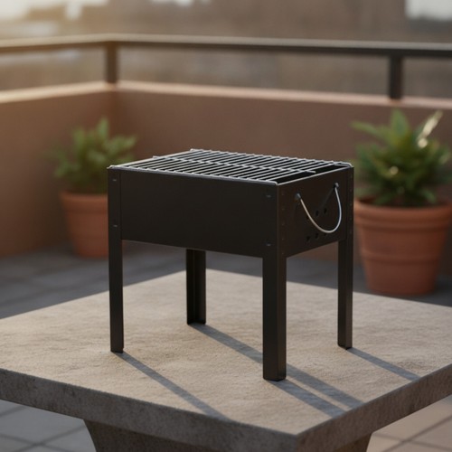 Portable Charcoal Barbecue Grill Heat Resistant for Camping, Picnics - Afbeelding 5 van 9