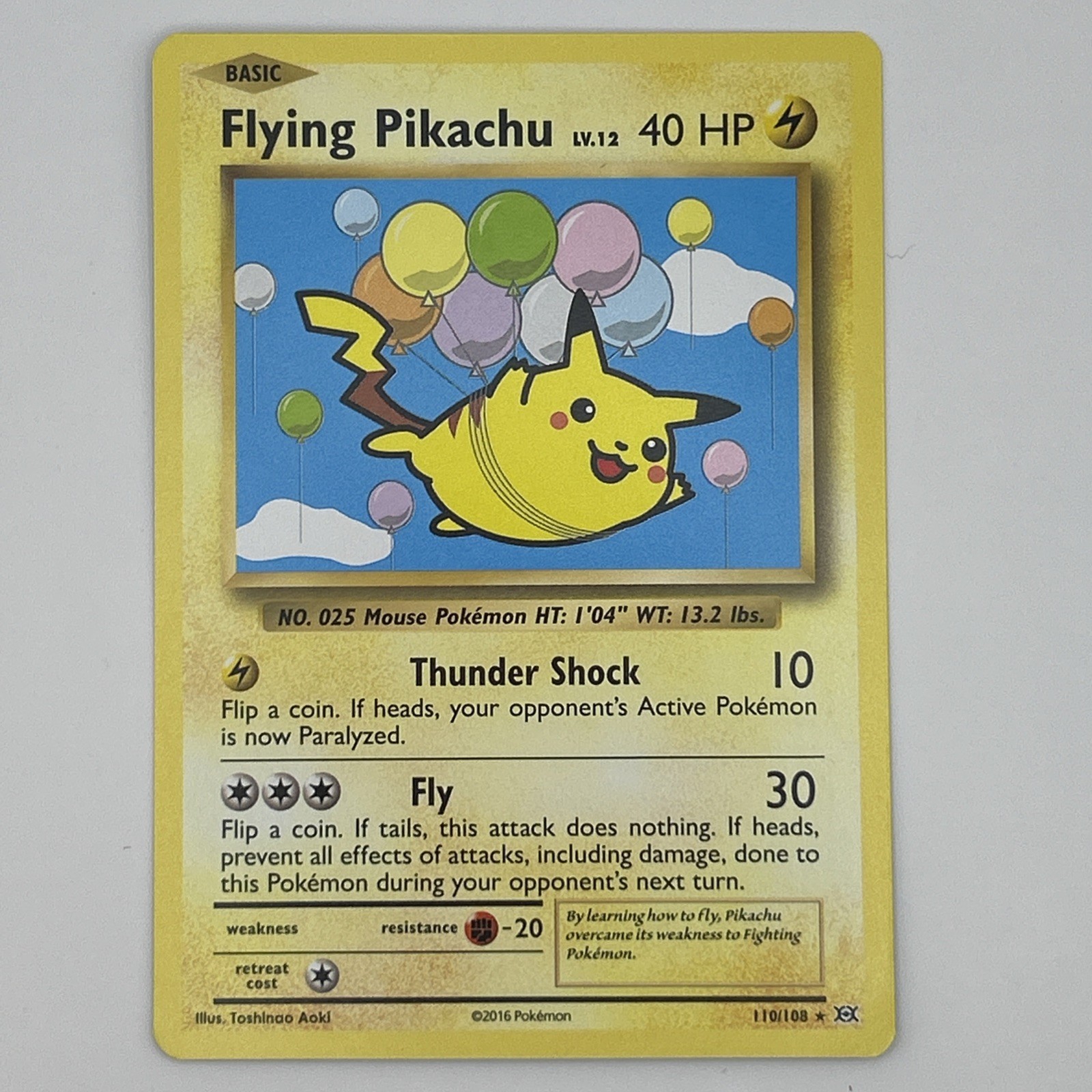 Pokemon TCG XY Evolutions Flying Pikachu  110/108 Regular Secret Rare Card NM #1