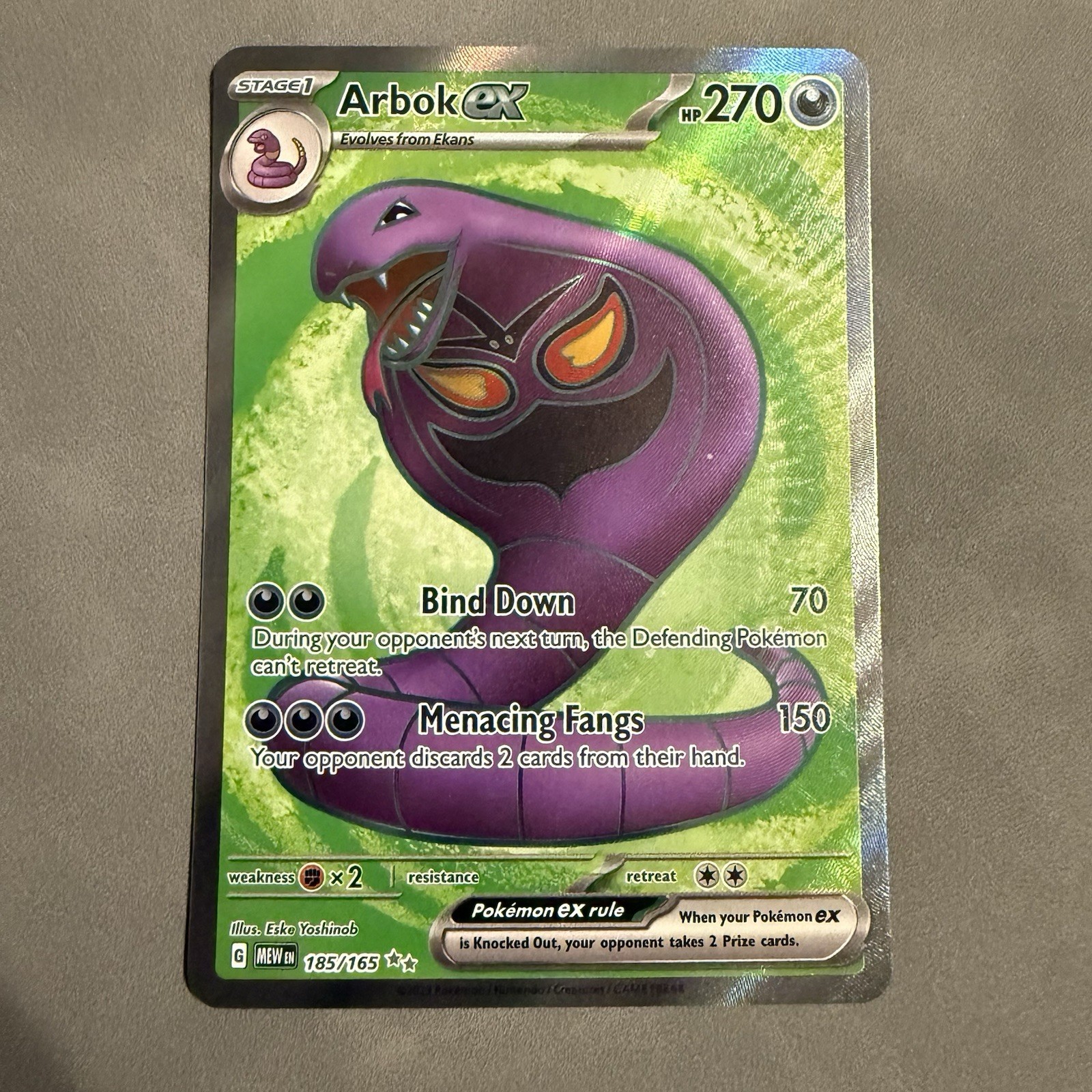 Pokemon Card - Arbok ex Scarlet & Violet 151 185/165 Ultra Rare
