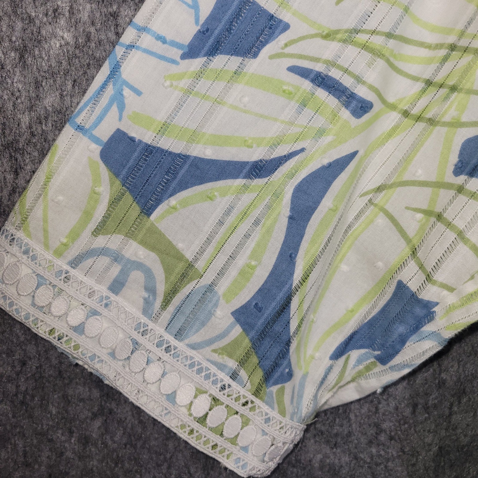 Alfred Dunner Womens 20W Floral Print Tunic Top V Neck 3/4 Sleeve Lace Trim