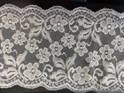 White/ FLORAL , SHINY stretch lace wide 6" trim Per Yard