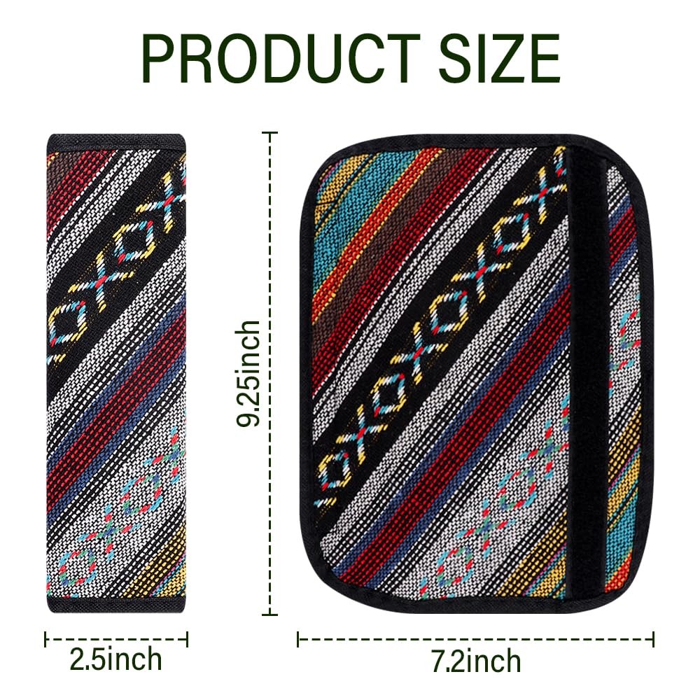 IHOTDER 2PCS Seat Belt Cover Pad Boho Universal Car Accessories Seatbelt Cover-D
