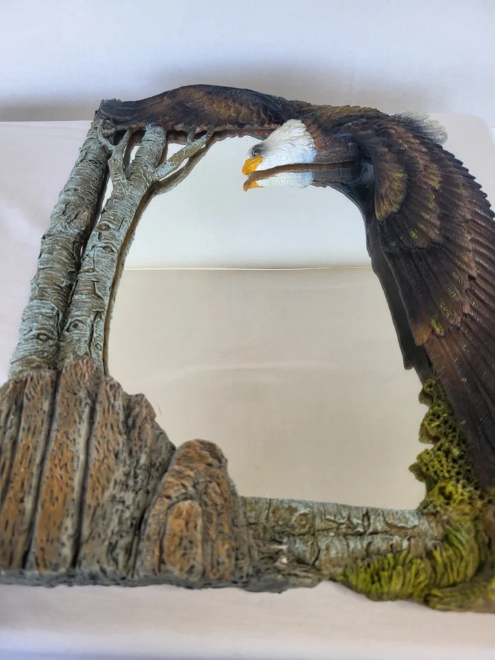 Espejo ovalado patriótico American Eagle resina elevado colgante de pared decoración del hogar 13" Foto 2 de 4