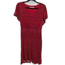 LOFT Red Flutter Sleeve V-Neck Dress Women’s Medium 