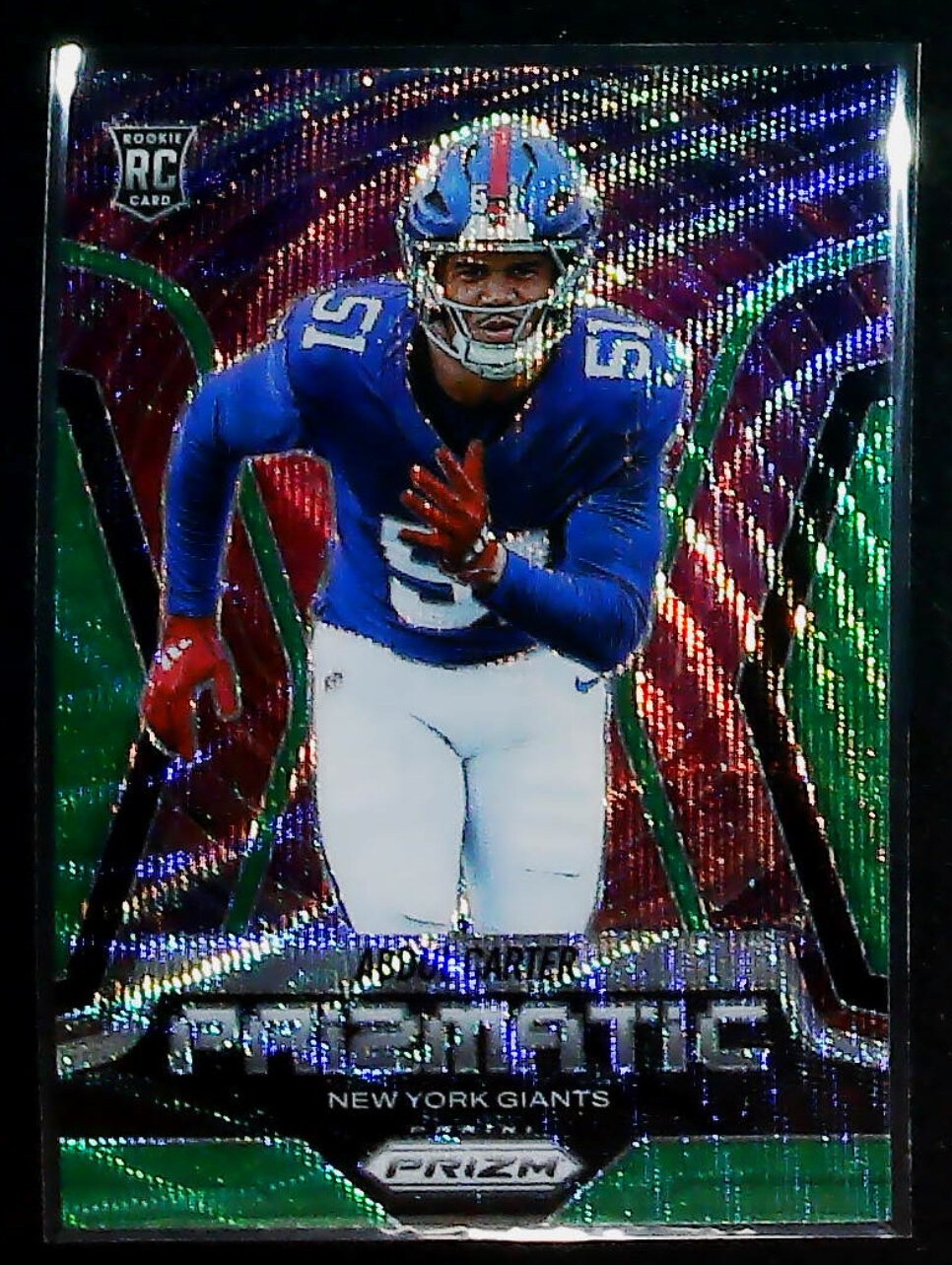 2025 Panini Prizm Abdul Carter Prizmatic Green Wave #10 New York Giants