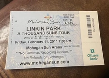 LINKIN PARK RARE UNUSED CONCERT TICKET UNCASVILLE, CT 02/11/2011