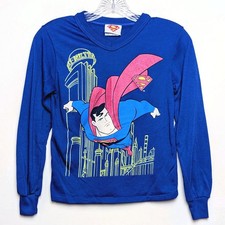 Vintage Superman Animated Series Wormser 1997 Pajama PJ Top Only Kids Size 10/12