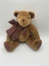 Vintage Unbranded Teddy Bear Jointed Plaid Feet Stuffed Animal