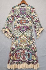 ZARA Floral Printed Maxi Dress Womens Sz XS Long Sleeves Ruffles Boho Multi READ