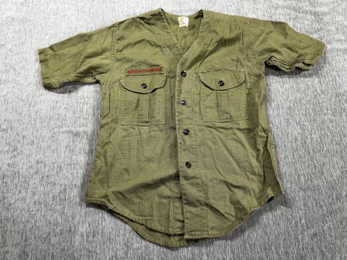 Vintage Boy Scouts Of America Shirt Boys Sanforized Green Official Uniform