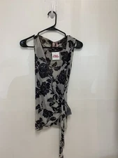 Vintage Y2K Sweet Pea Tank Top Size L Asymmetric Side Slit Mesh Size Large