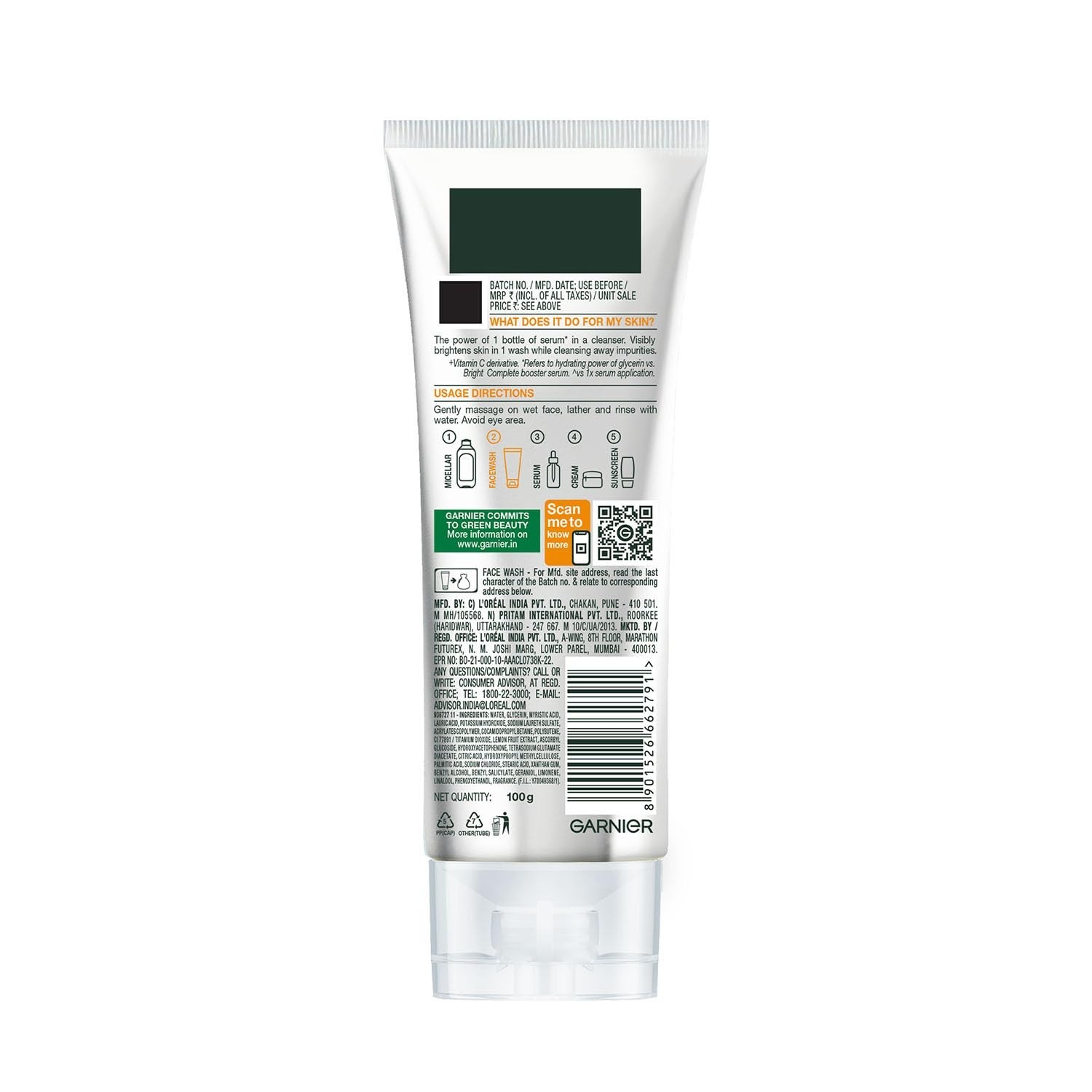 Garnier Vitamin C + Serum Face Wash 100gm
