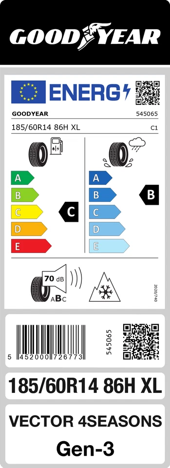 Goodyear Vector 4Seasons Gen-3 185/60 R14 86H XL M+S Ganzjahresreifen - Bild 2 von 2