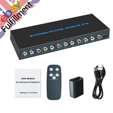 4 In 3 Out AV Switch RCA Switcher Box Video L/R Stereo Audio AV Selector