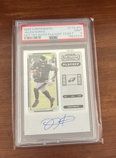 2022 Contenders Jalen Hurts Veteran Ticket Auto Playoff /49 (On Card Auto) PSA 9