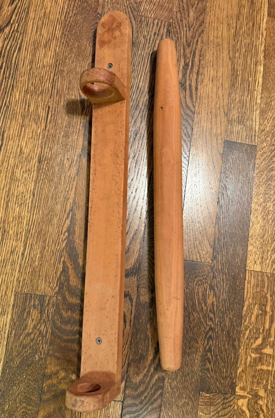 Handmade wooden rolling pin for baking with stand wall mounted stand / holder