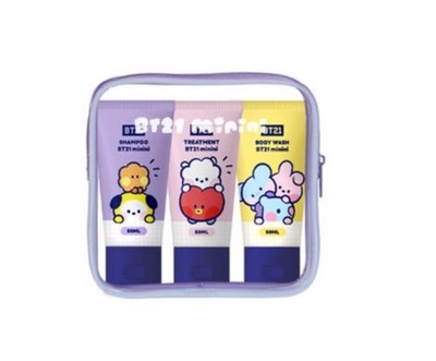 BT21 Travel Kit minin Shampoo + treatment + body wash/ Korean Cosmetics KPOP