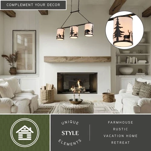 Vaxcel Lighting H0302 3 Light 38"W Chandelier - Bronze - Picture 10 of 11