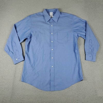 Brooks Brothers Shirt Mens 16.5 Blue Regent Dress Button Up Long Sleeve *
