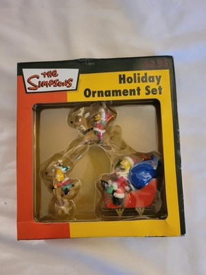 The Simpsons Holiday Ornament Set Vtg 2004 Heirloom Christmas 3 Pc NIB