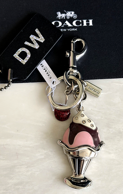 NWT COACH 1941 RETRO ICE CREAM SUNDAE BAG CHARM KEYRING FOB PINK