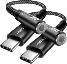 JSAUX 2-Pack USB Type C to 3.5mm Female Headphone Jack 2 x 0.6ft, Black