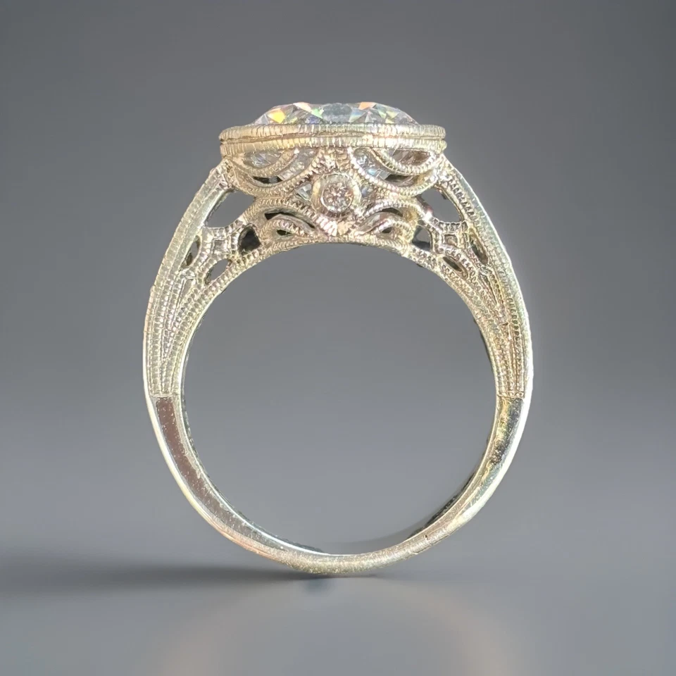 Anillo de compromiso Tacori para epifanía de plata esterlina corte europeo circonita cúbica aproximadamente 6 quilates 6 Foto 4 de 4