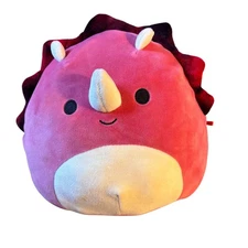 Squishmallows Tristan Triceratops Pink Red Dinosaur Plush Stuffed Animal Toy