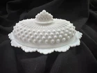 Vintage Fenton White Milk Glass Hobnail Oval Covered Butter Dish