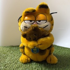 Vintage 1981 12" Garfield Holding Pooky Teddy Bear Plush Original Dakin Tush Tag