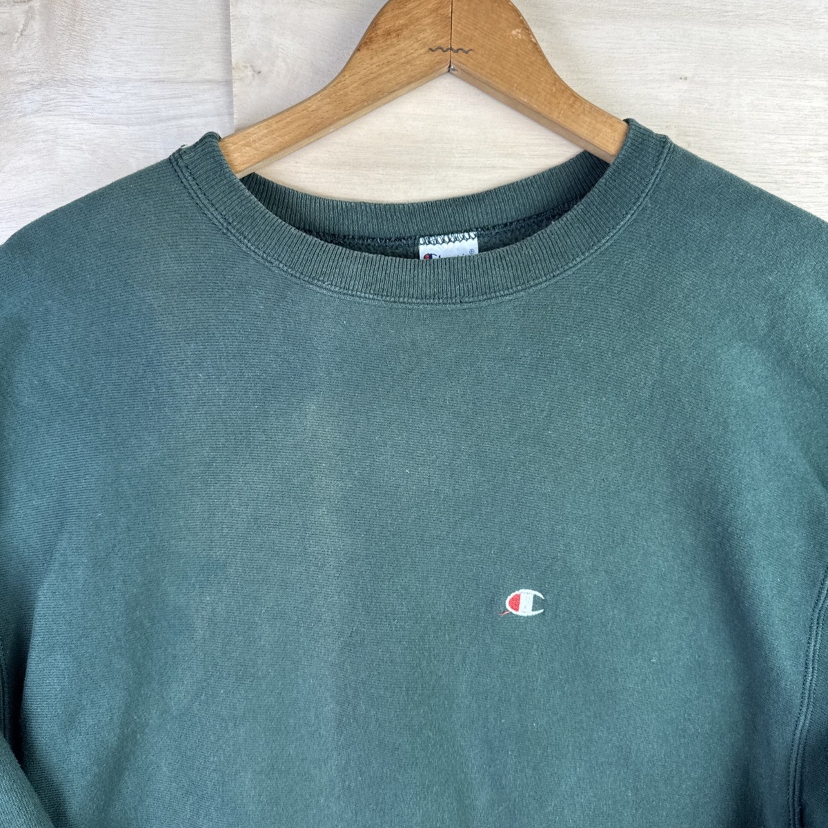 90’s Champion Reverse Weave ACID GREEN VINTAGE REVERSE WEAVE CHAMPION SPELLOUT SWEATSHIRT 1990S