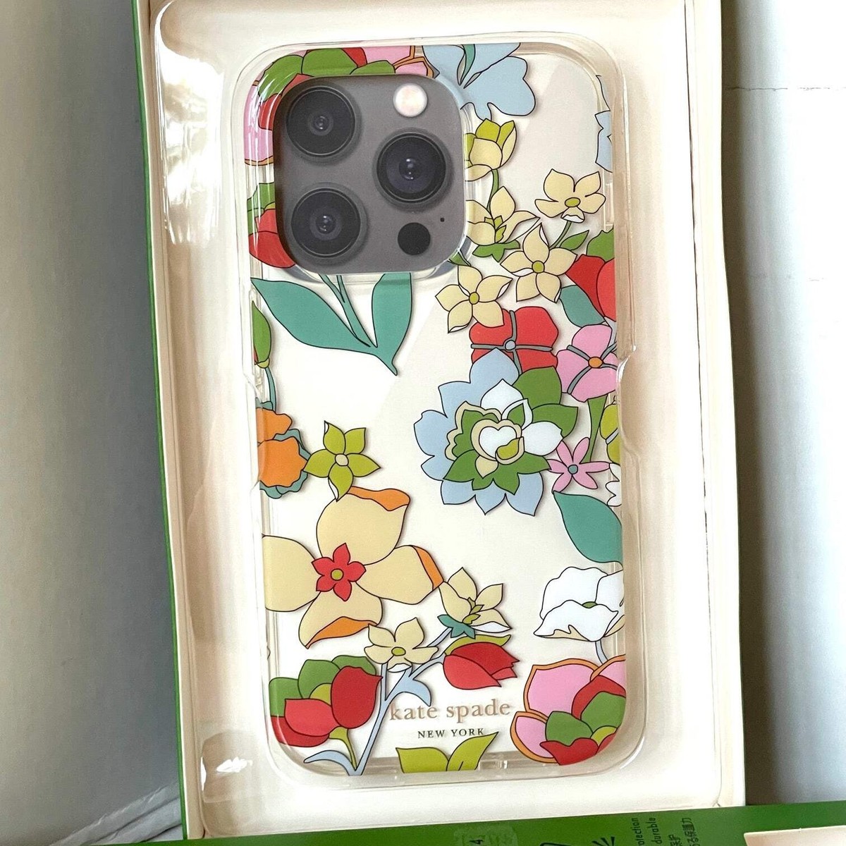Kate Spade iPhone 14 Pro Case Flower Bed Clear Hard Shell