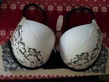 Victoria  s Secret Body by Victoria Perfect Shape Bra 40C Blk Ivory Lace Push Up
