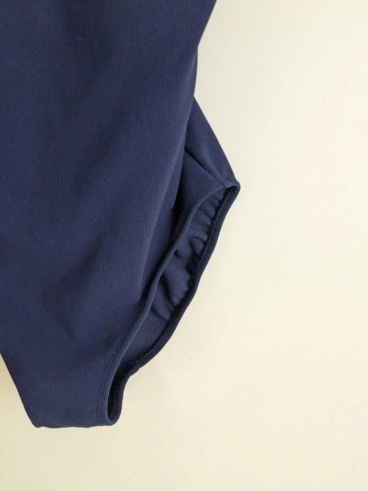 Vtg 90s Longitude Swimsuit Tummy Control Modest One Piece Tank Navy Blue Fits 8 - Image 3 of 4