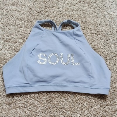Lululemon SoulCycle Sports Bra Womens 6 Light Blue Excellent High Neck Strappy