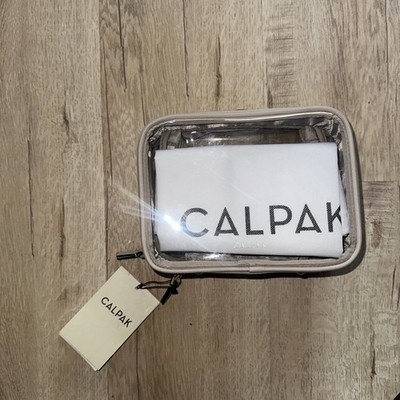 CALPAK Mini Clear Cosmetics Case  Stone   8'' x 6'' x 4'' new with dust bag NEW