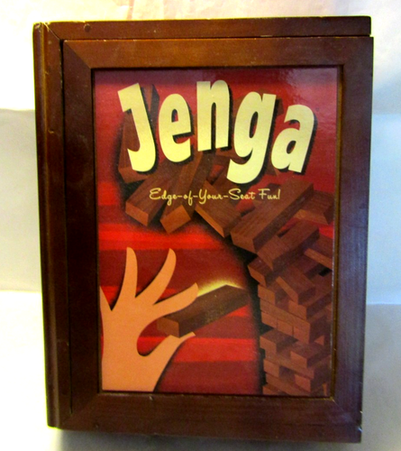 Jenga Vintage Game Collection Wooden Bookshelf Edition Parker Brothers Complete