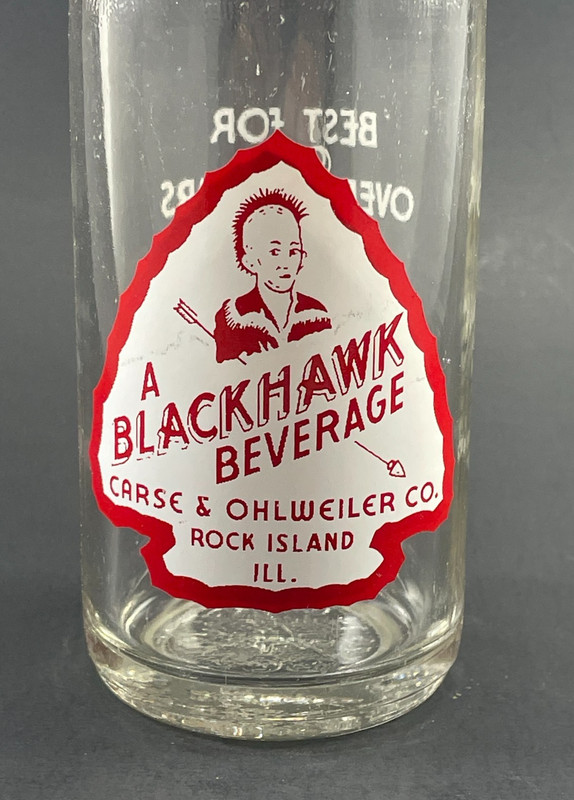 BLACKHAWK BEVERAGES Indian Soda Pop ACL Bottle ROCK ISLAND IL ILL