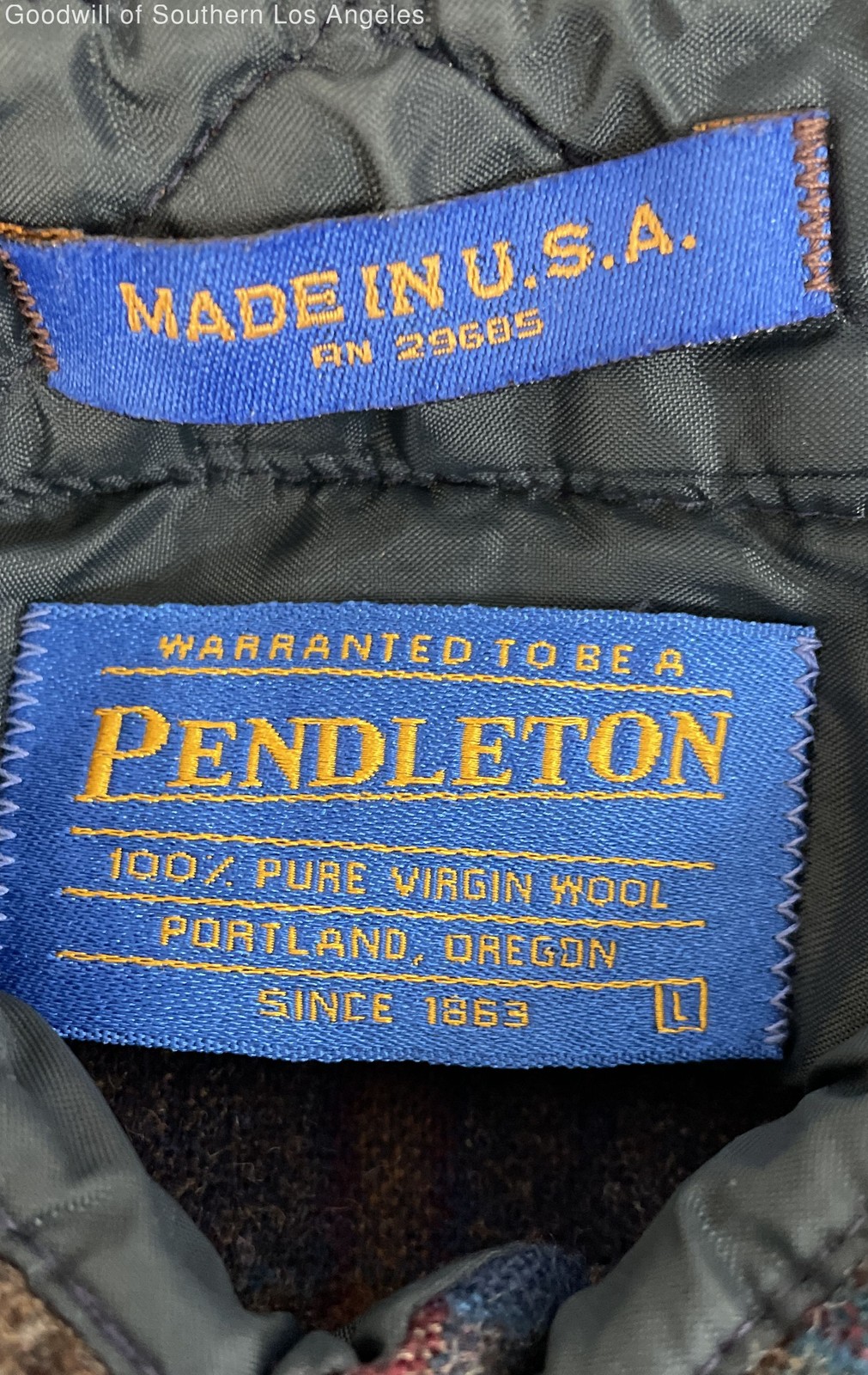 Pendleton Multicolor Plaid Wool Elbow Patch Trail… - image 4