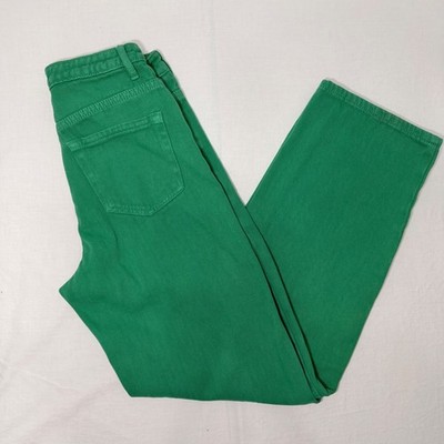 Edikted Green Denim Jeans Womens S Straight Leg Y2K Streetwear Colored Pants