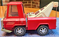 Vintage 1970s Little Buddy L Jr. Red Pressed Steel Tow Truck Wrecker Japan