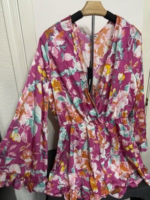 Fashion Nova take Me Away With You Romper 1X Pink Combo With Flowers