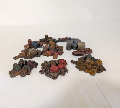 Custom Built 1/87 HO Scale Set Of 5 Junkyard/Scrap Piles Diorama Sections.